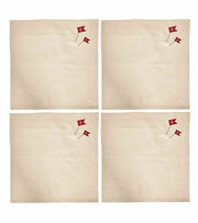 Mundservietter m flag, 4 stk, 100% bomuld,
