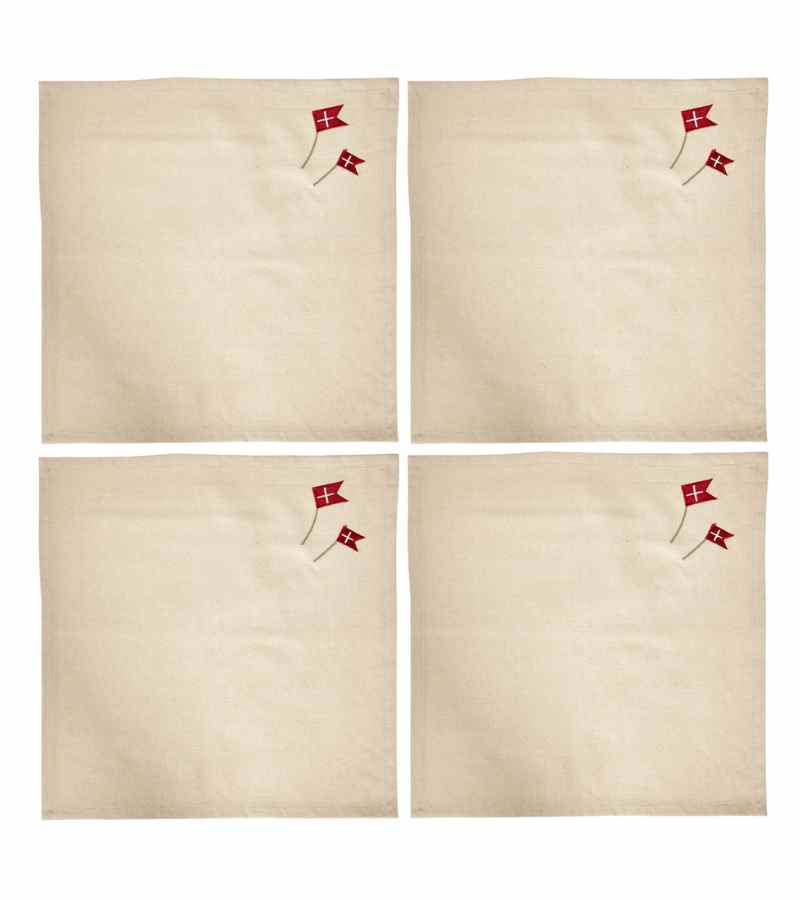 Munnservietter med flagg, 4 stk, 100 % bomull,