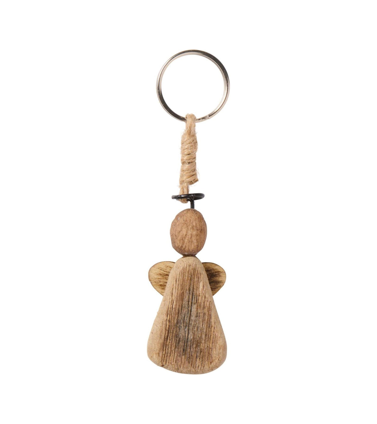 Nøglering med engel, Træ, 7 cm