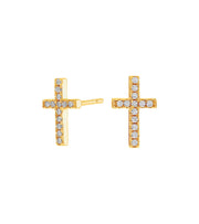 Ørestikker med kors, Forgyldt, 10x6 mm