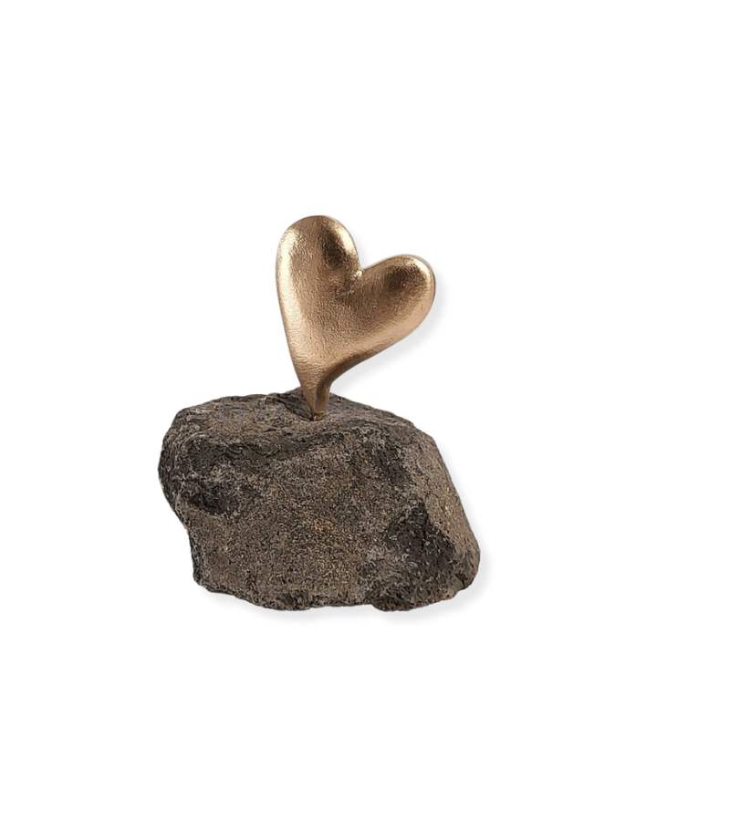 OnlyByGrace Bronze hjerte på sten 11 cm