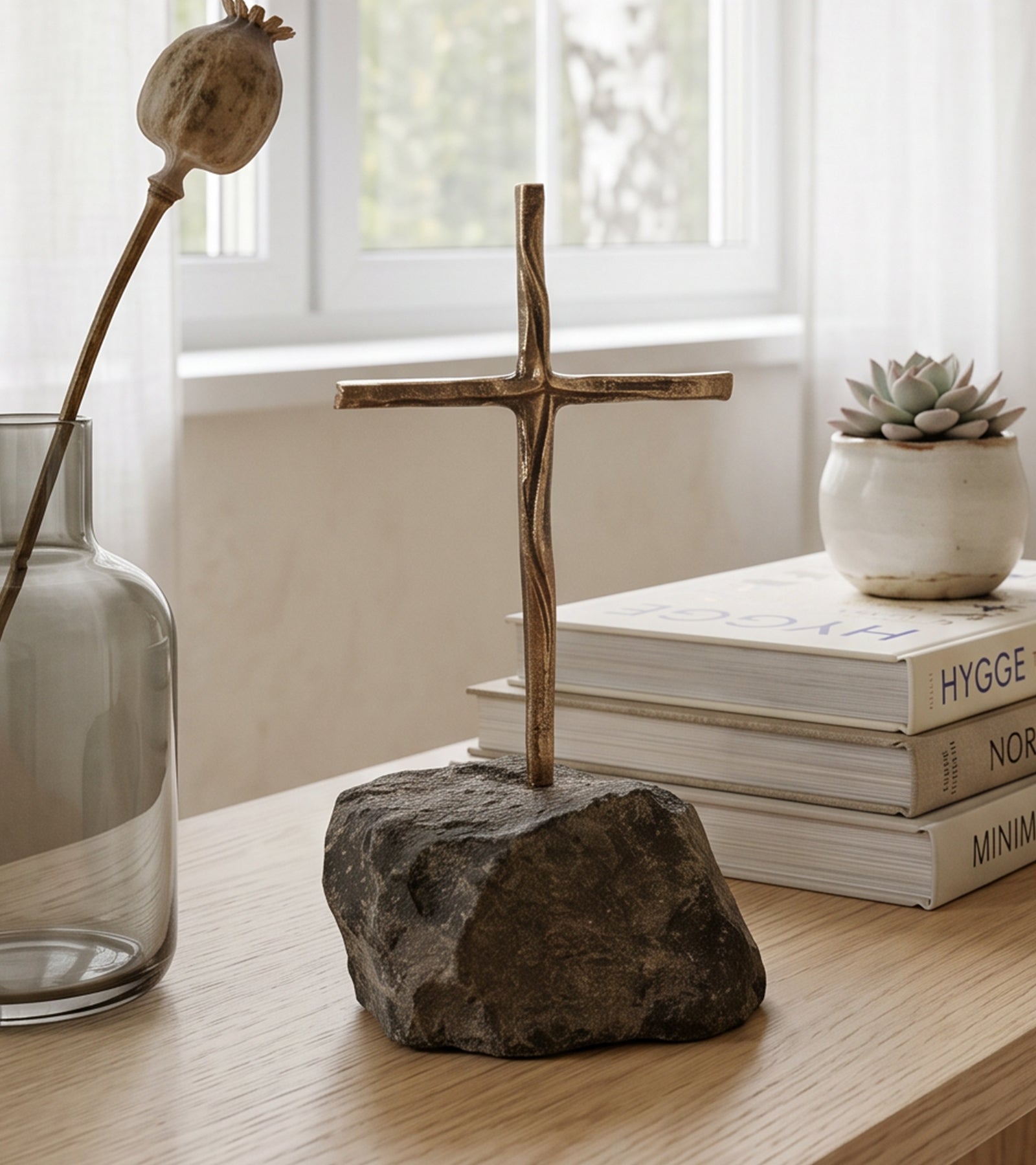 Bronzekors på lavasten, 16 cm