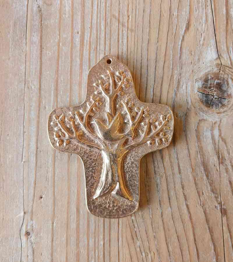 OnlyByGrace Bronze Kors helligåndsdue og livetstræ