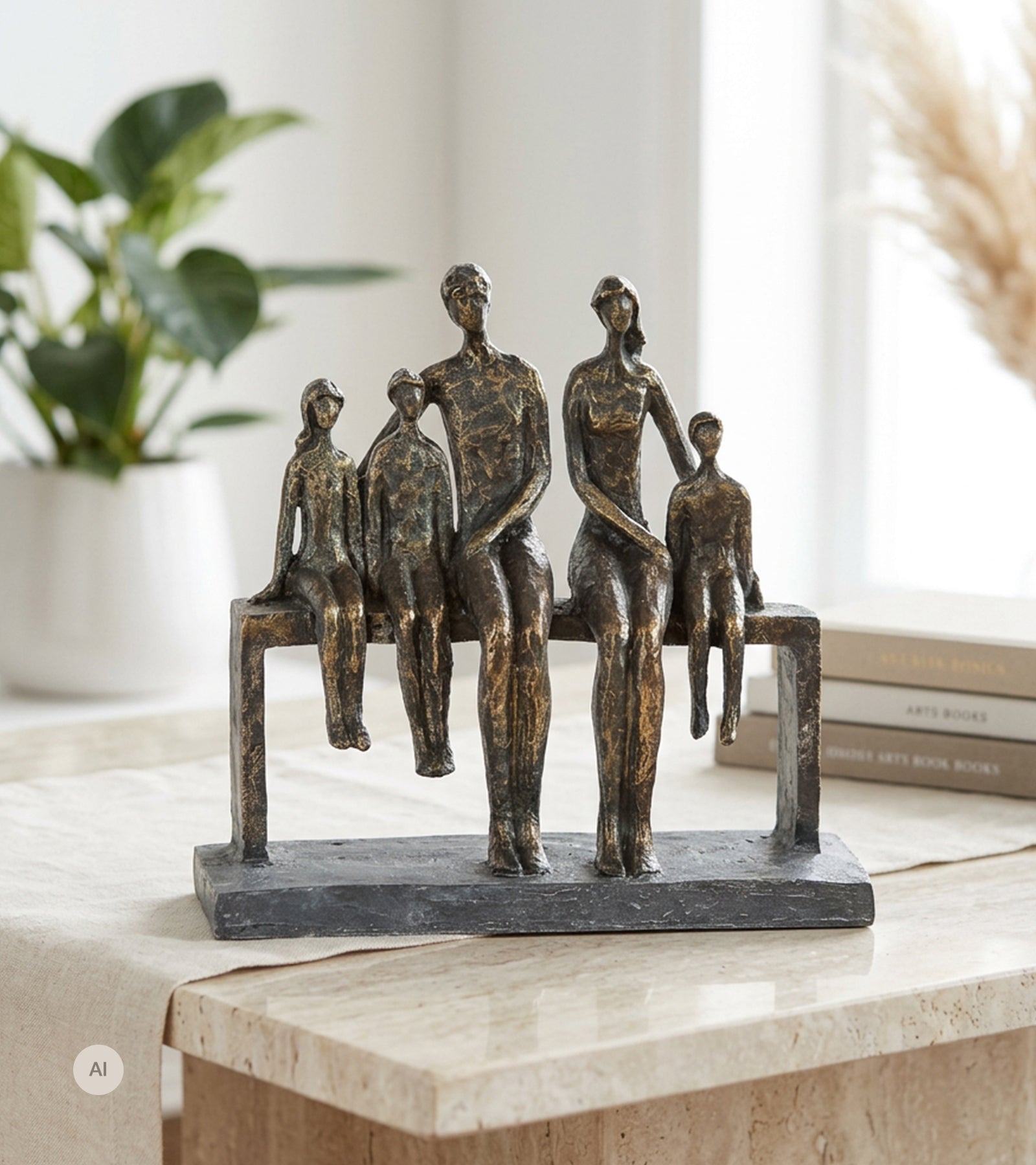 Skulptur: Familien har hjemsted i hjertet, metall, 26 cm