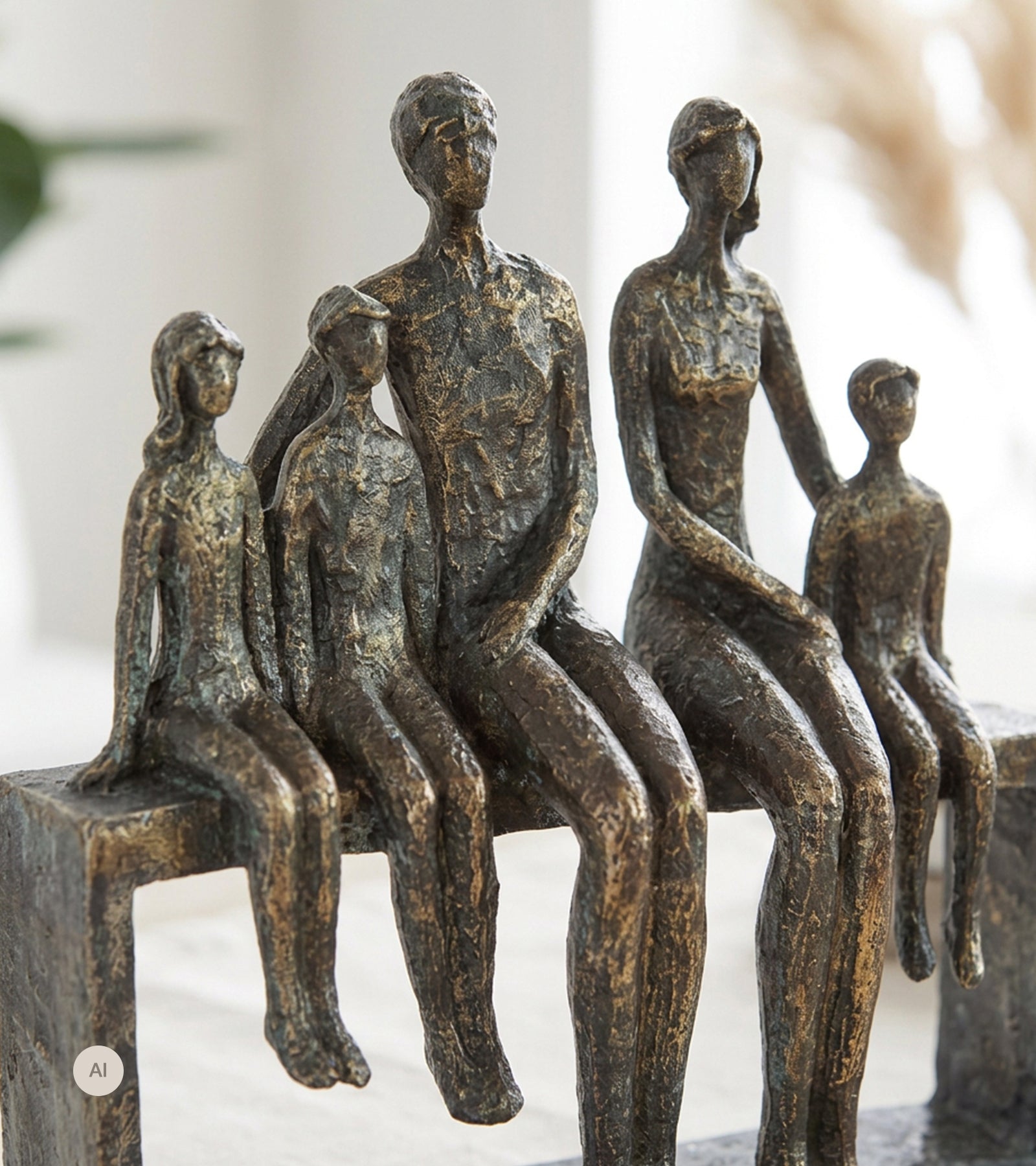 Skulptur: Familien har hjemsted i hjertet, metall, 26 cm