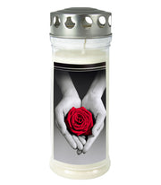 OnlyByGrace Gravlys hånd med rød rose dobbelt låg 7 dage