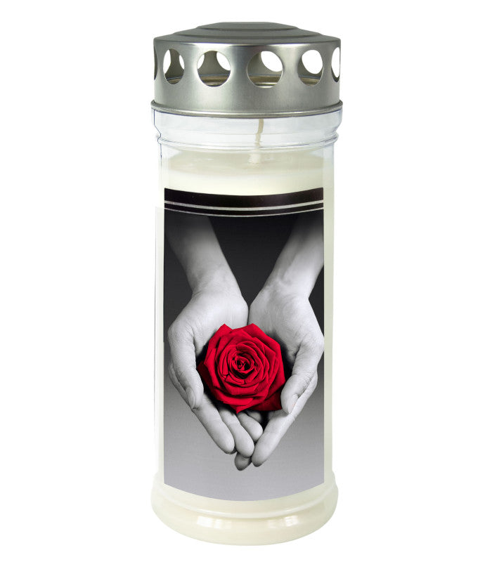 OnlyByGrace Gravlys hånd med rød rose dobbelt låg 7 dage