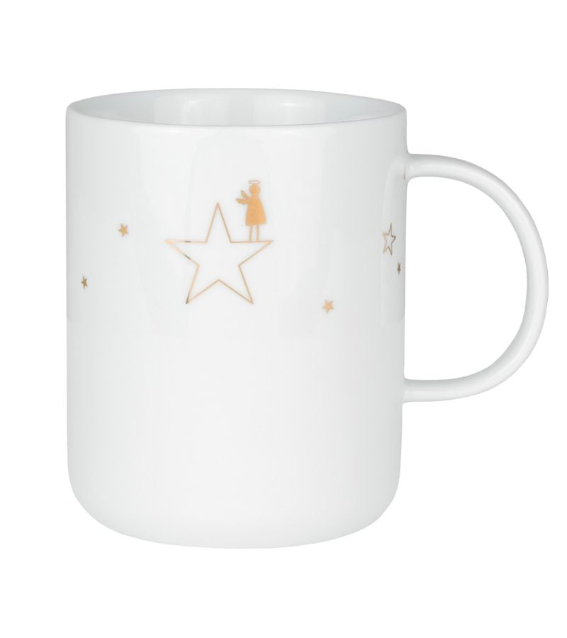 OnlyByGrace Porcelæns Krus Med Guld Engel På Stjerne