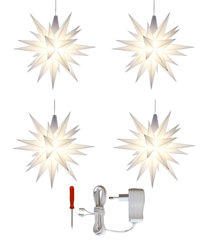 OnlyByGrace Herrnhuter adventsstjerne Christiansfeldstjerne sæt med 4 stjerne 1 adapter
