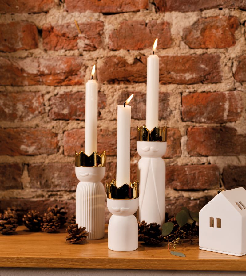 OnlyByGrace Hvid Porcelæns Lysestage Hellige Trekonger