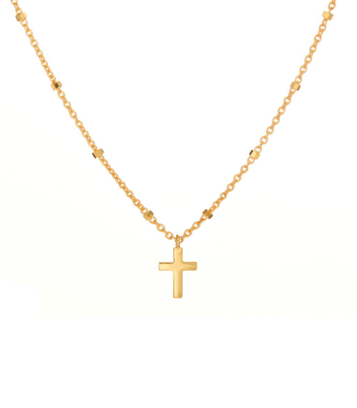 OnlyByGrace kuglehalskæde med kors guld