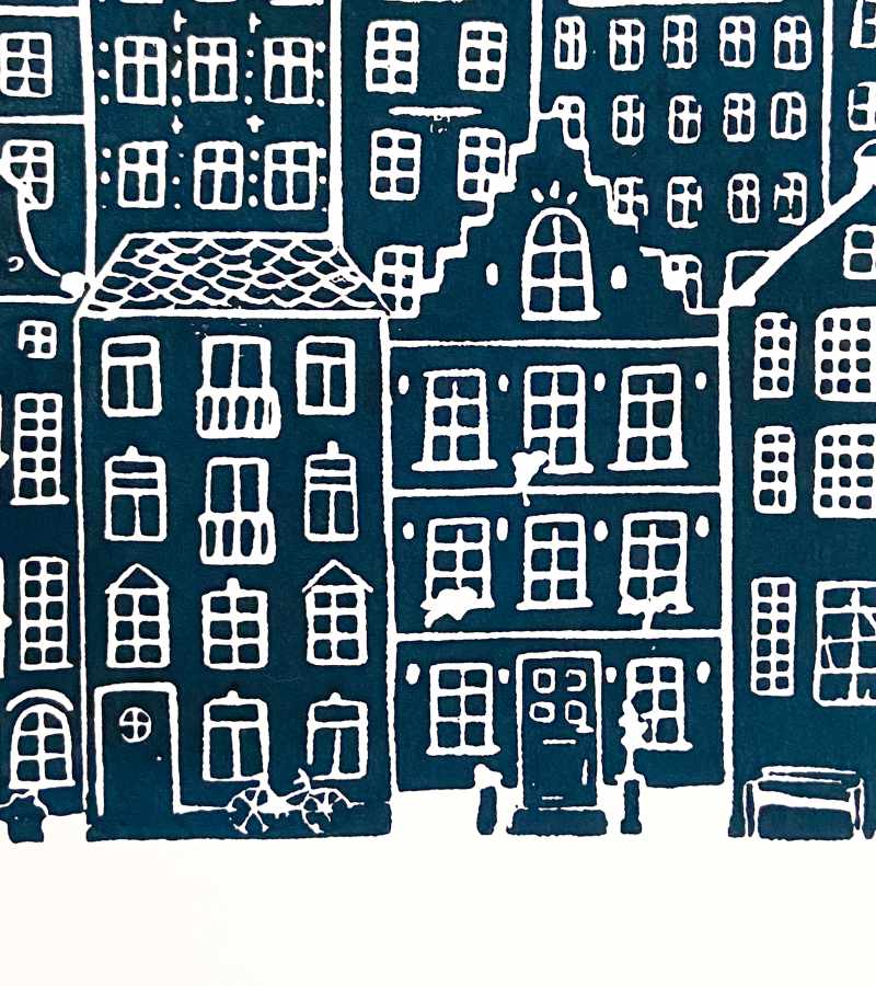 OnlyByGrace Linoleumstryk Plakat I Min Faders Hus Er Der Mange Boliger Mørkeblå
