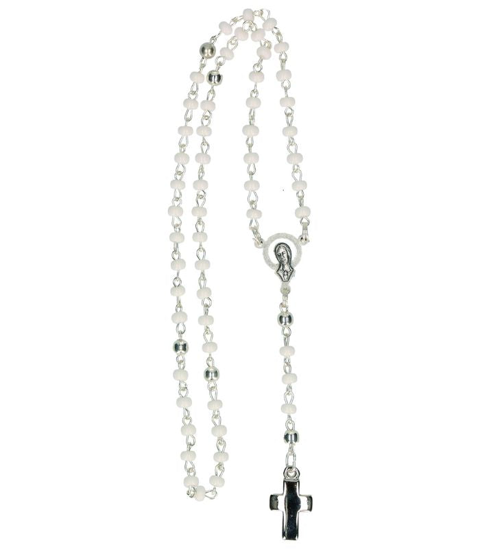 OnlyByGrace Rosenkrans hvide glasperler