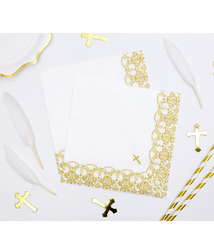 OnlyByGrace Serviet guld kors pynt