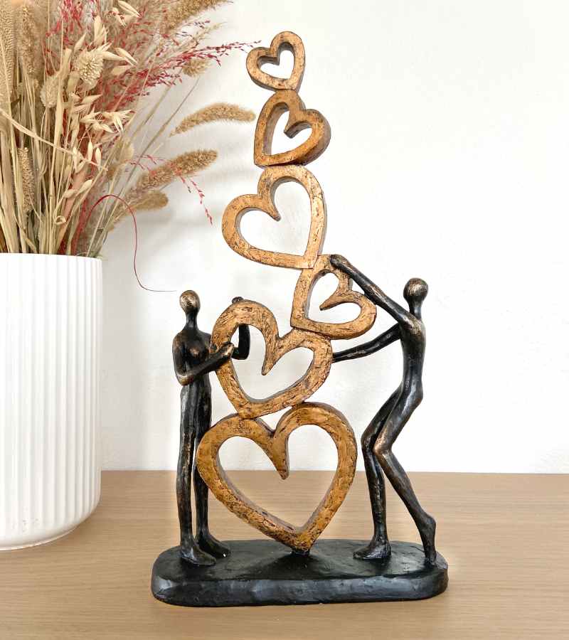 Skulptur: Vi bygger kjærlighet, 6 hjerter, 42 cm