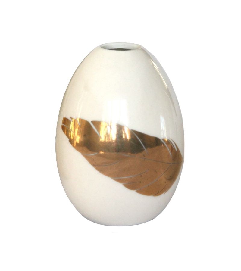 OnlyByGrace Vase med guld fjer detalje