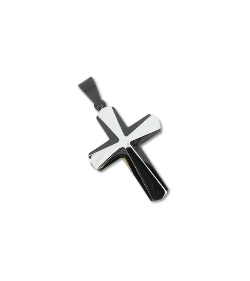 OnlyByGrace Vedhaeng Kors Blank Staal Sort