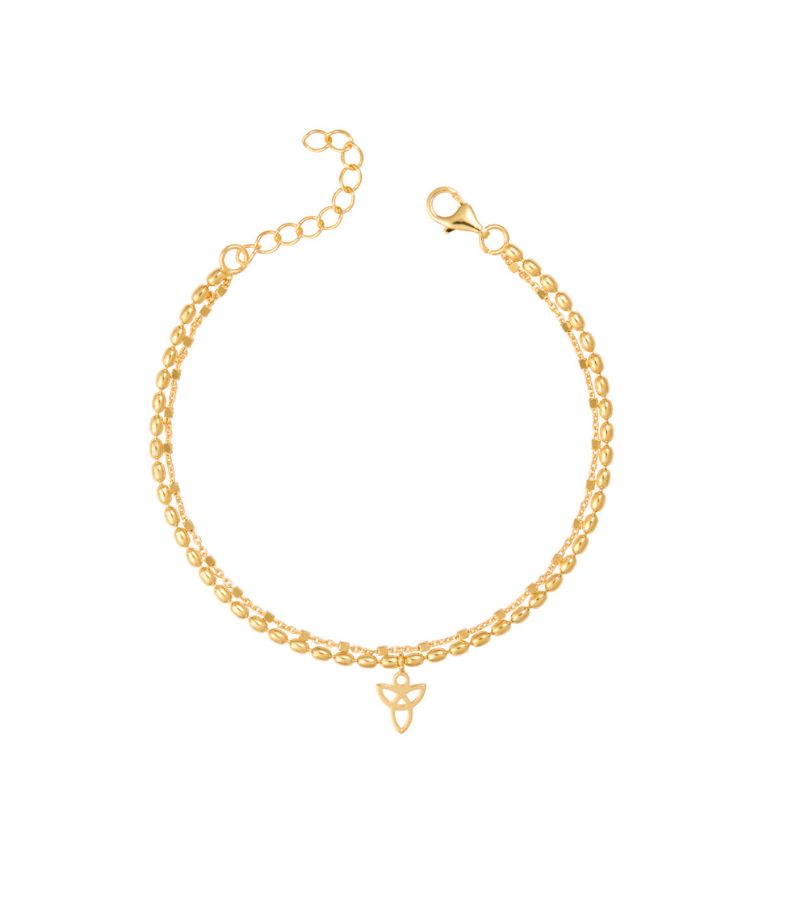 By Gabay, Skytsengel armbånd m. dobbeltkæde, guld, str S/M