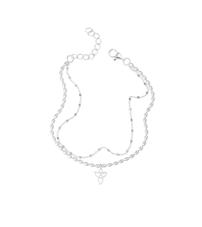 By Gabay, Skytsengel armbånd m. dobbeltkæde sølv, str M/L