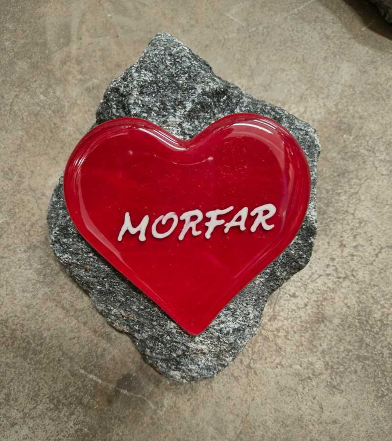 OnlyByGrace gravsten glashjerte rød morfar
