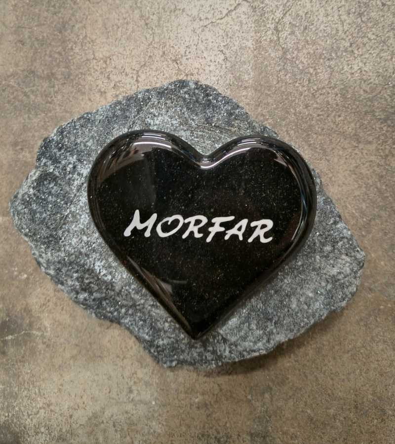 OnlyByGrace gravsten glashjerte sort morfar