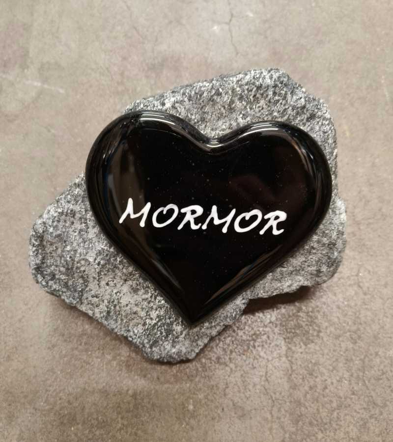 OnlyByGrace gravsten glashjerte sort mormor