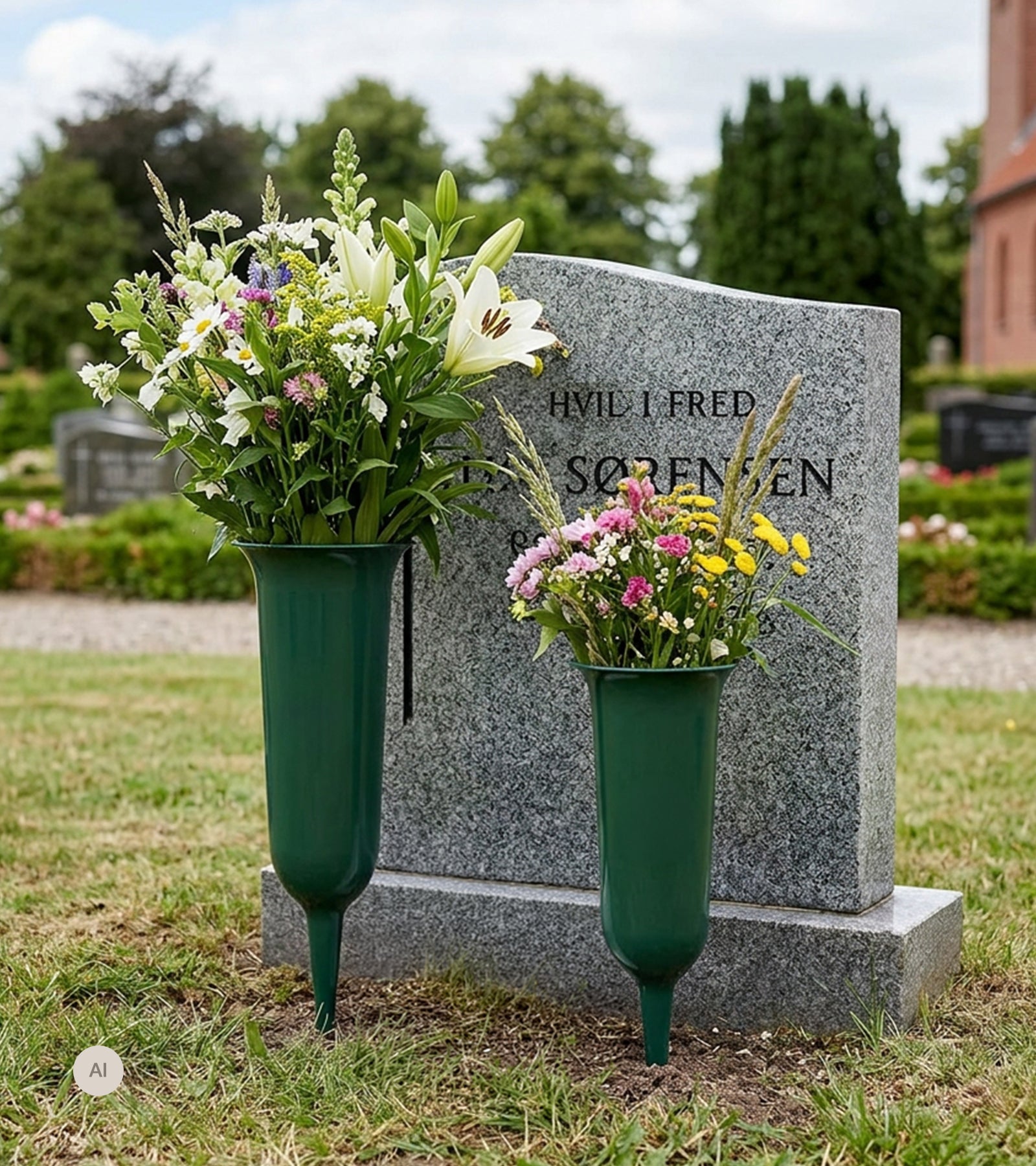 Gravvase Med Spiss H32 cm Grønn