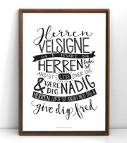 OnlyByGrace plakat herren velsigne dig brun træramme