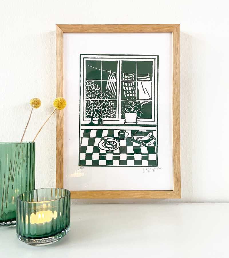 OnlyByGrace Linoleumstryk A4 Plakat Ny Morgen Ny Nåde Grøn