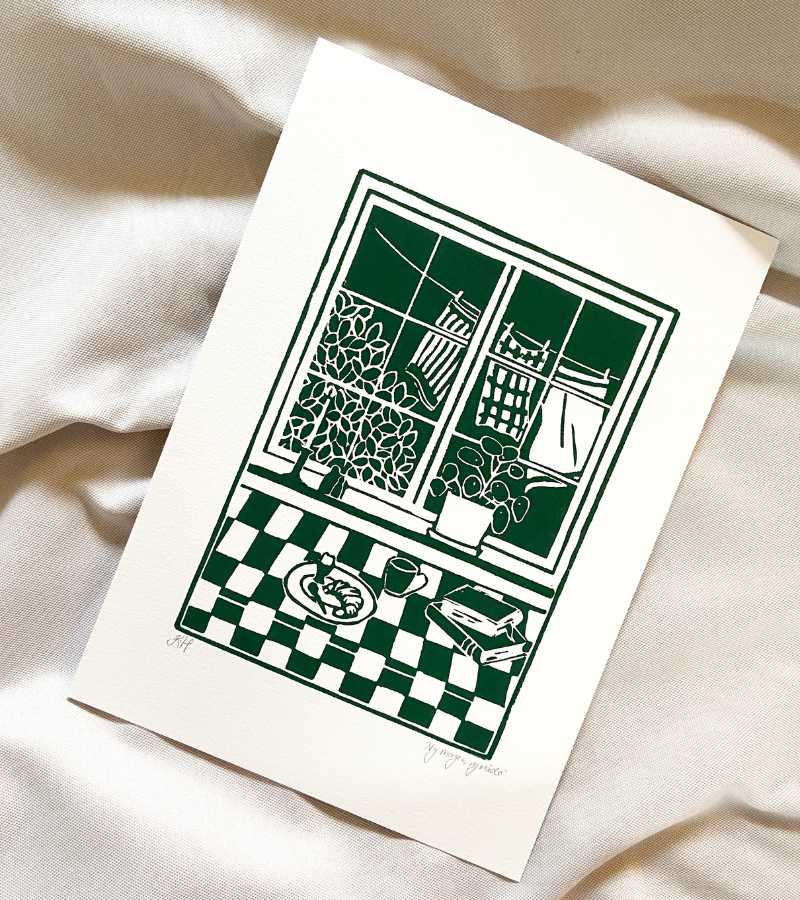 OnlyByGrace Linoleumstryk A4 Plakat Ny Morgen Ny Nåde Grøn
