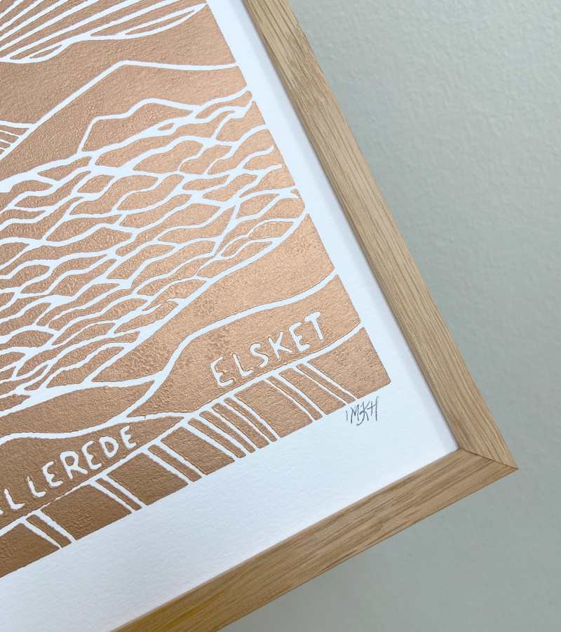 OnlyByGrace Linoleumstryk Altid Allerede Elsket A4 Plakat Kobber