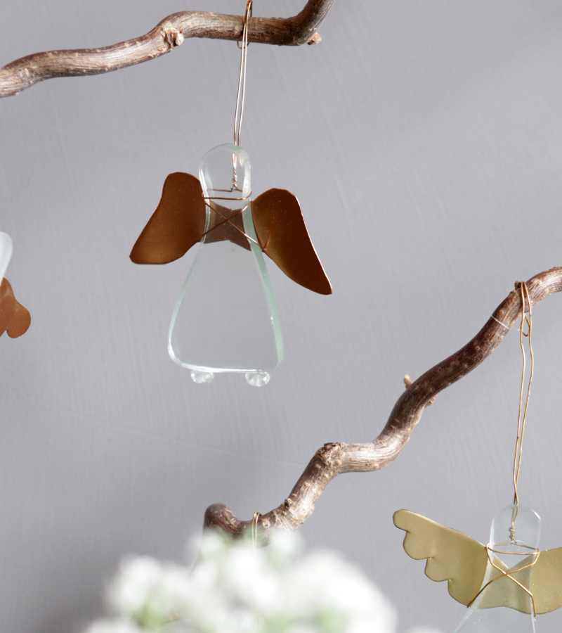 Ophæng Glasengel med kobbervinger OnlyByGrace