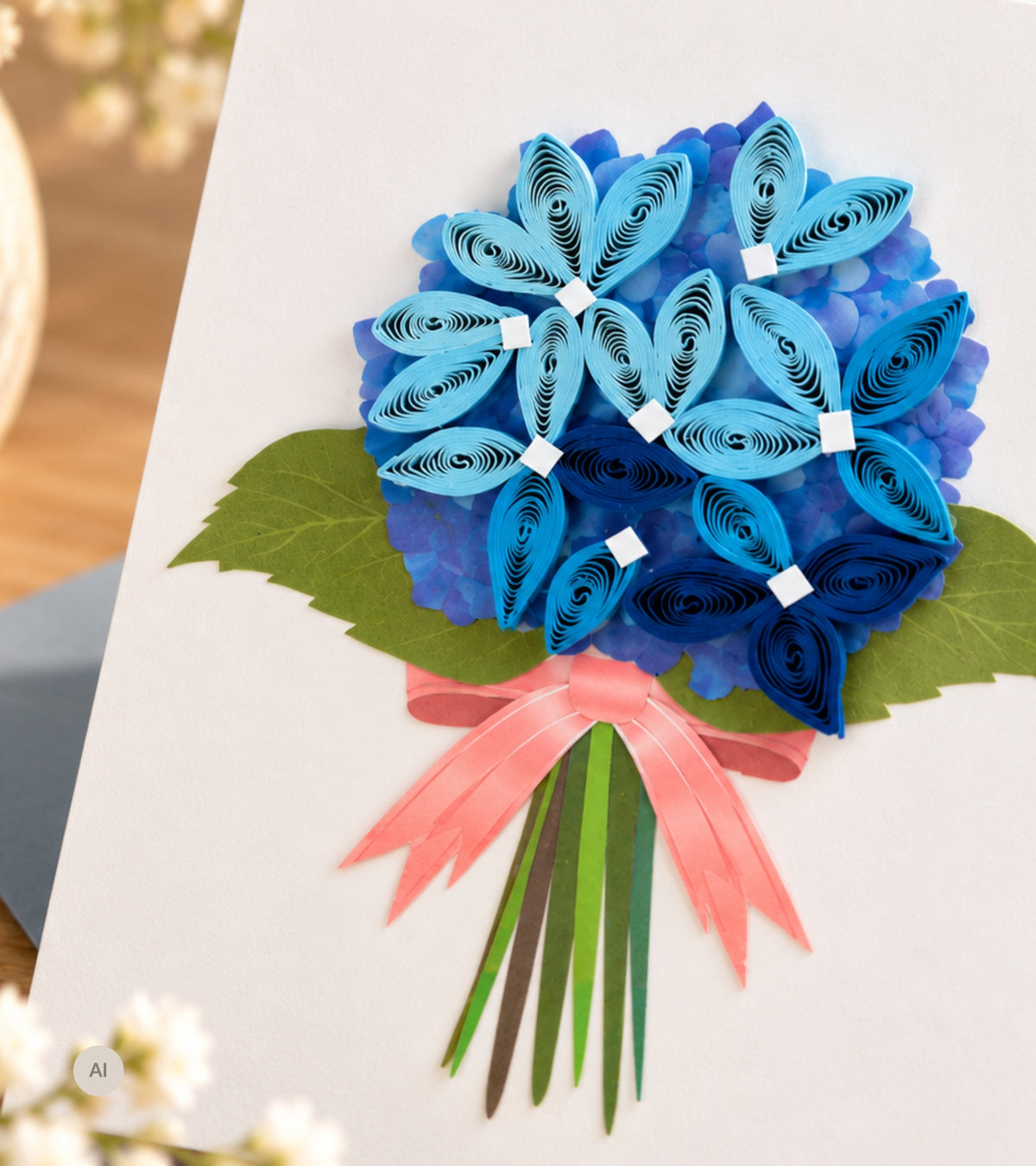 Mini quilling kort, Blomsterbuket
