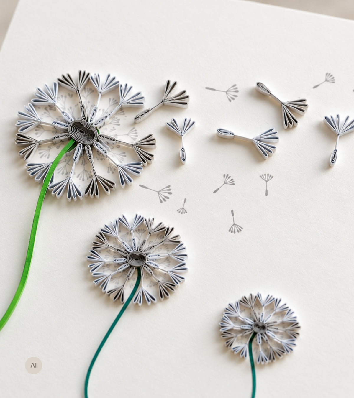 Quilling kort, Mælkebøtte