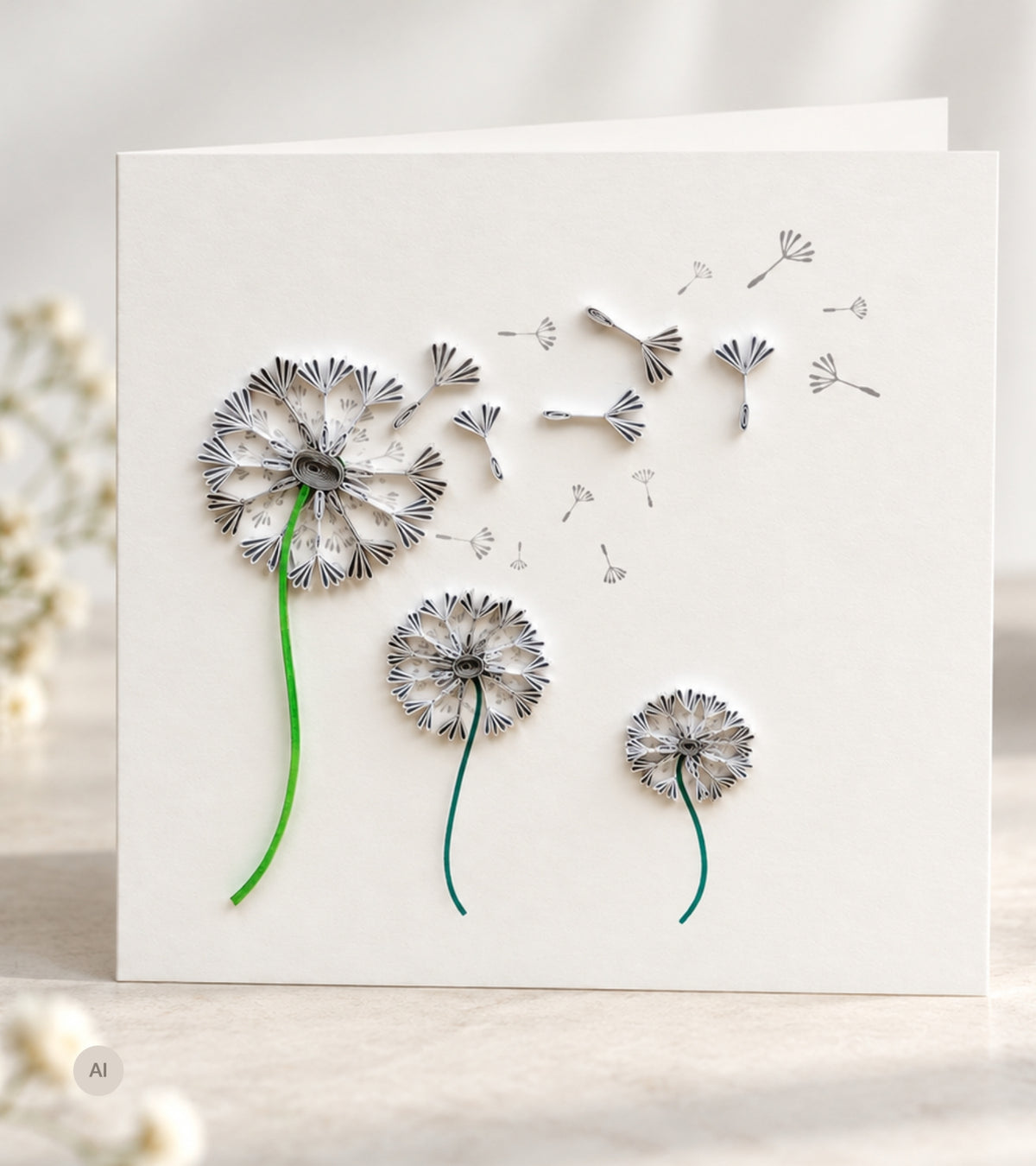 Quilling kort, Mælkebøtte