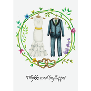 OnlyByGrace Mette Mains A6 kuvert Blomsterkrans Bryllup