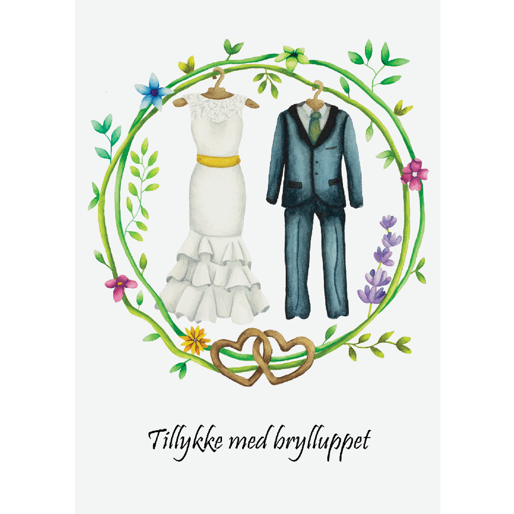 OnlyByGrace Mette Mains A6 kuvert Blomsterkrans Bryllup