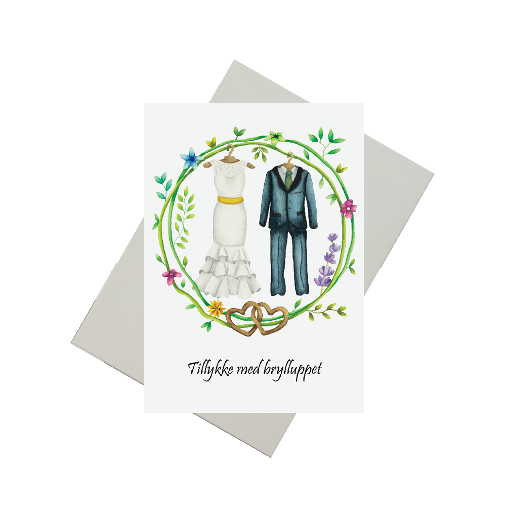 OnlyByGrace Mette Mains A6 kuvert Blomsterkrans Bryllup