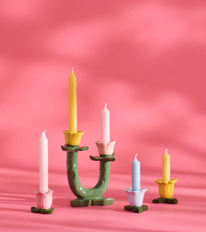Retro blomst rosa lysestage OnlyByGrace