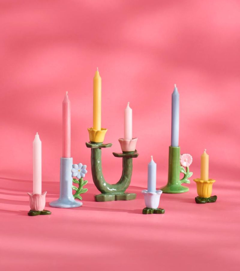 Retro blomst rosa lysestage OnlyByGrace