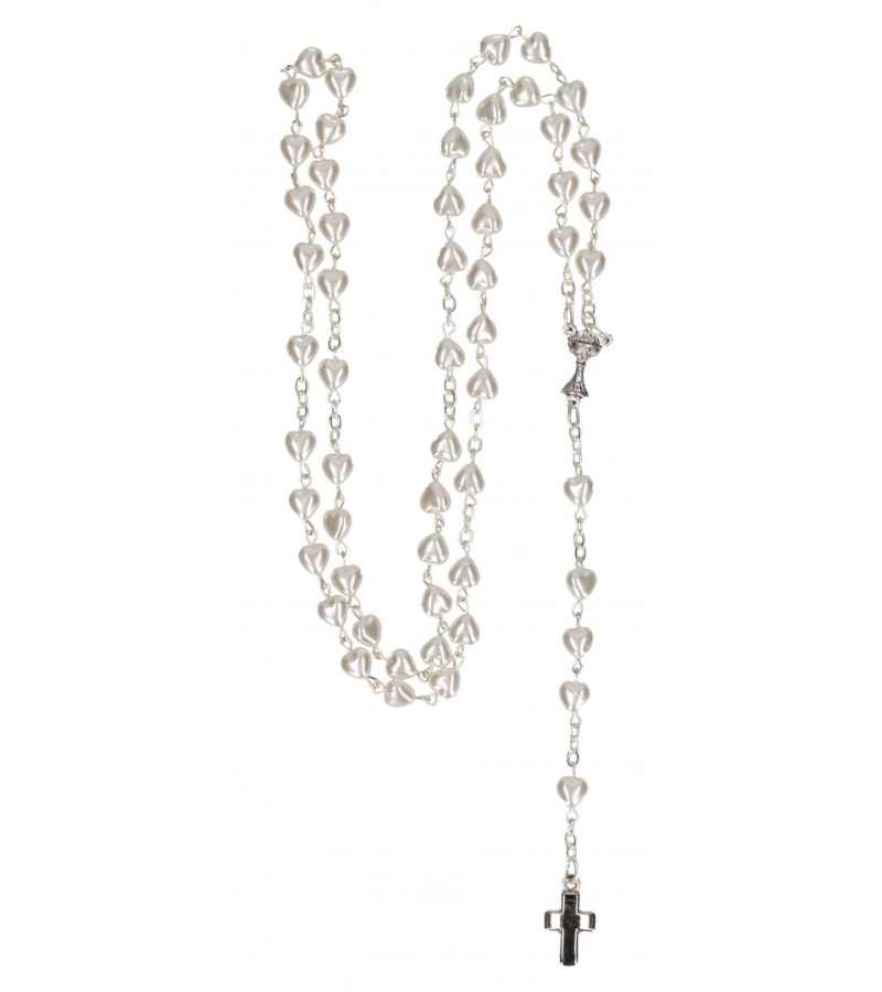 Rosenkrans Med Hvide Glas Hjerteperler OnlyByGrace
