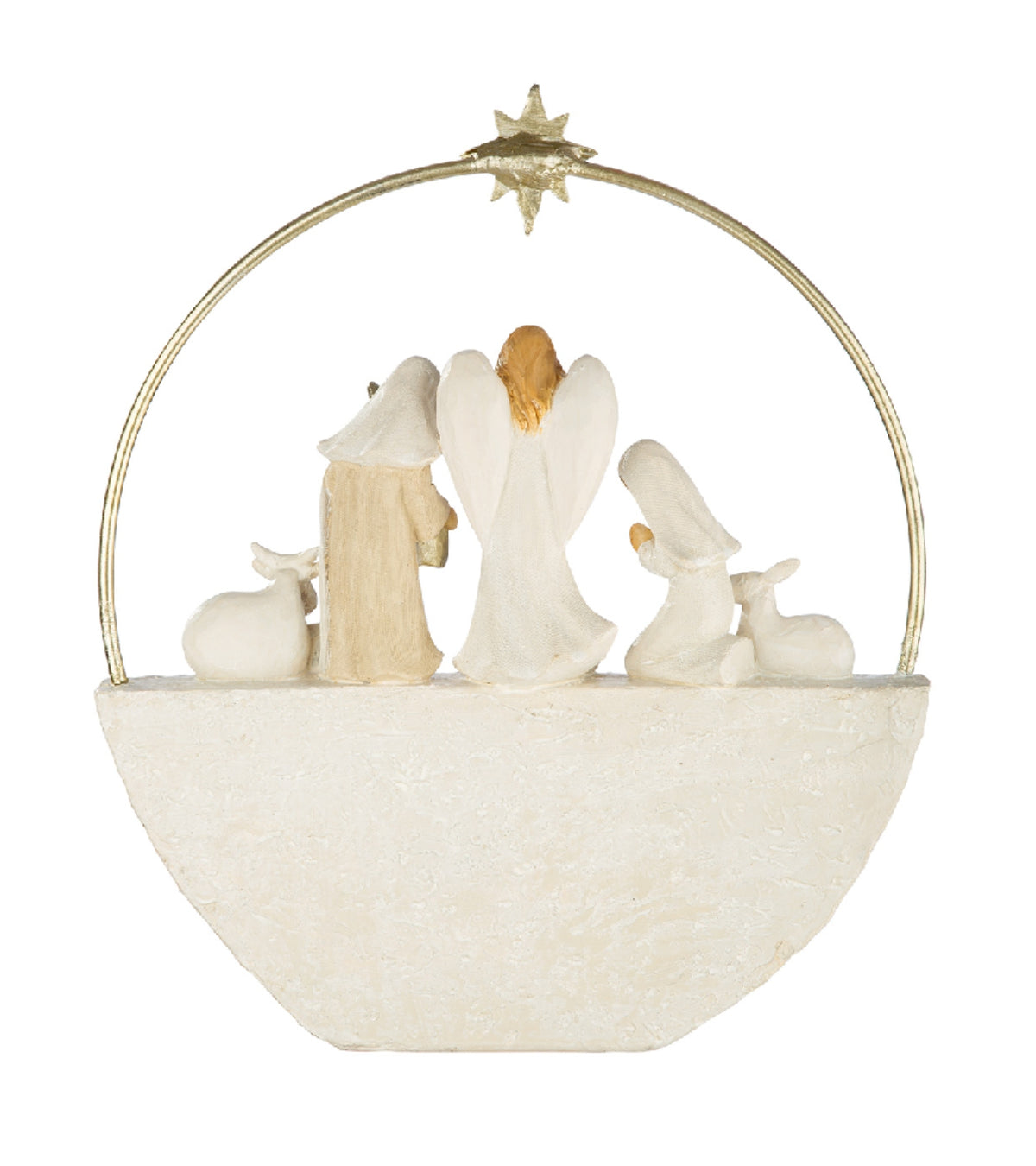 Rund julekrybbe med engel, 25 cm