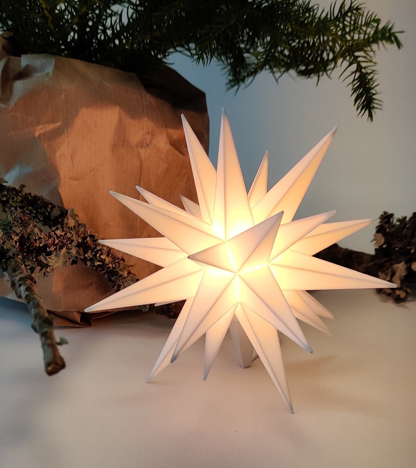 Sæt a 2 Herrnhuter Stjerner, Hvid, 13 cm LED, incl. adapter