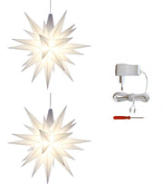 Sæt a 2 Herrnhuter Stjerner, Hvid, 13 cm LED, incl. adapter