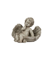 Siddende engel, 10 cm, Antik