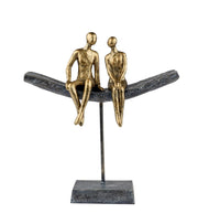 Skulptur, Siddende par, 27 cm, Guld