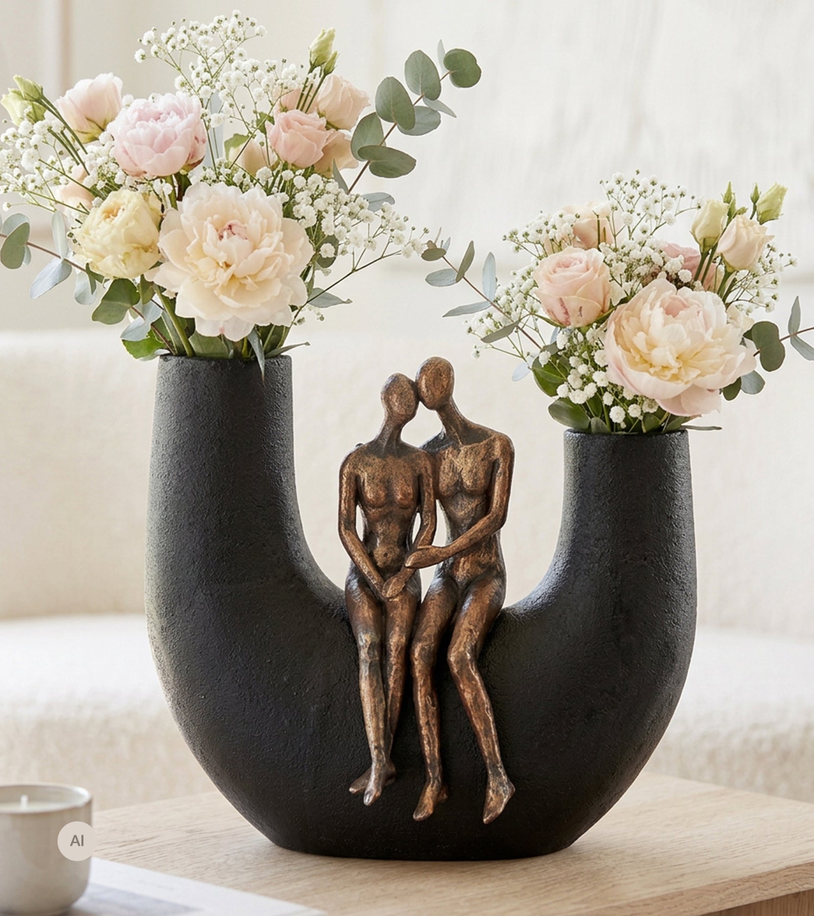 Skulptur, Vase med Par, 21 cm