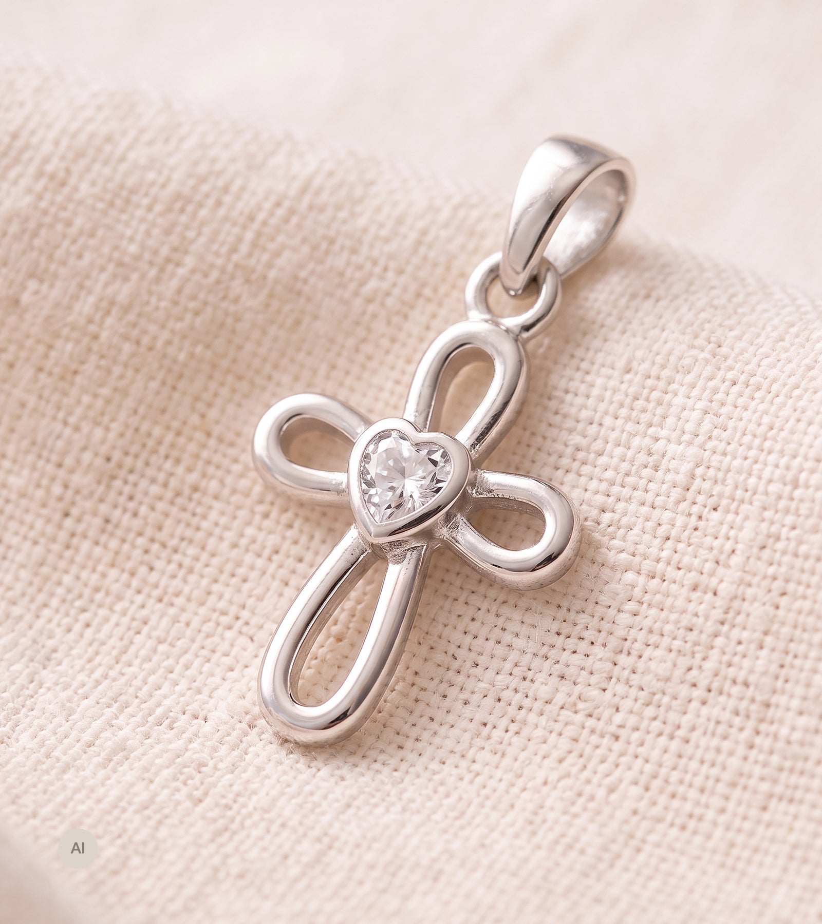 Vedhæng, Kors, Sølv, 16x10 mm