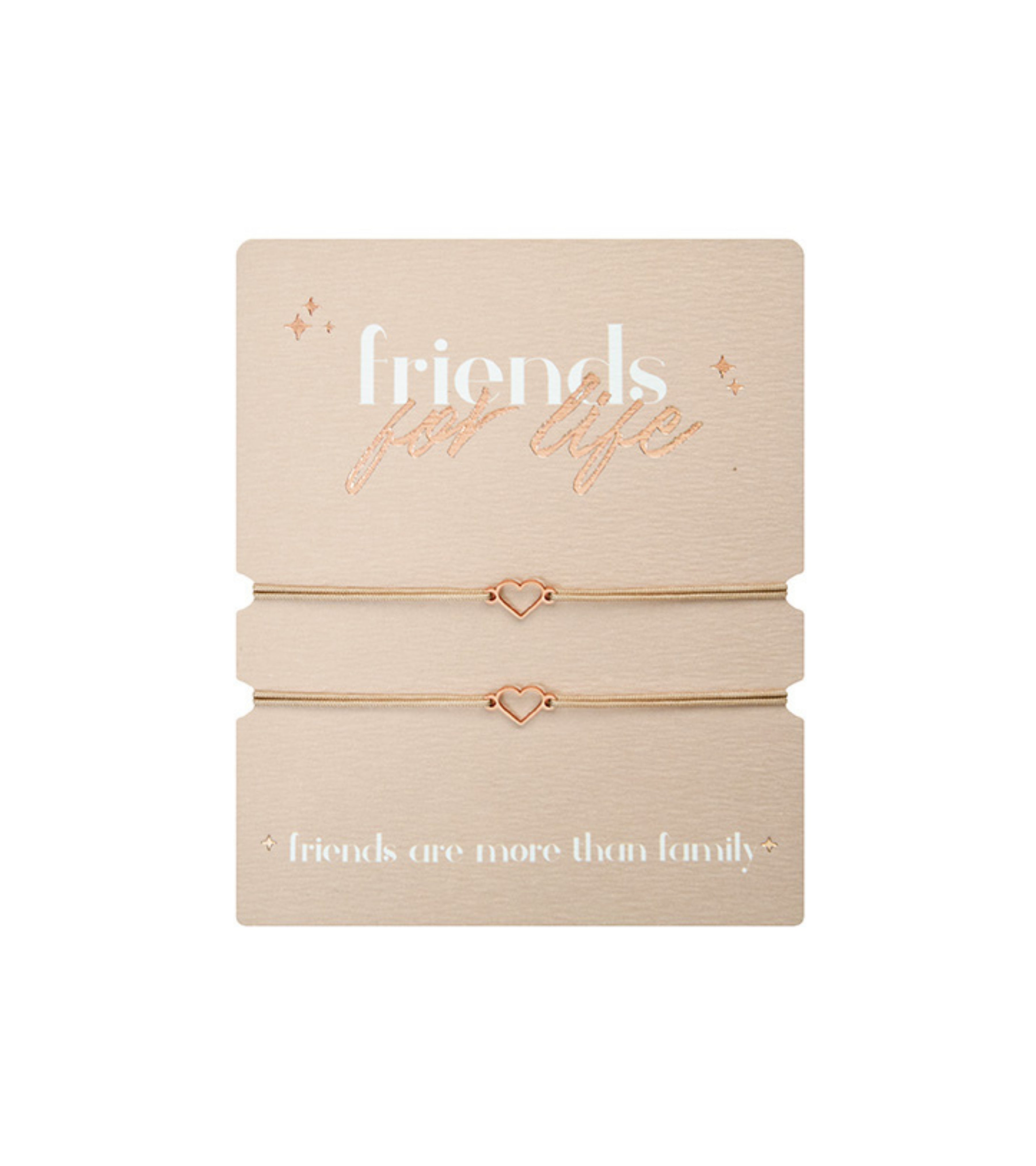 2 x Armbånd med hjerter, Roseforgylt, Friends for life