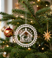 BroderiOphæng, Julekrybbe i Cirkel, Hvid